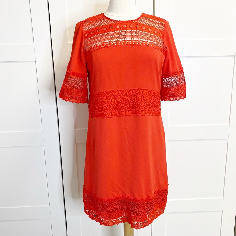 Parker Stephanie Dress‎ Lace M NWT Red Flare